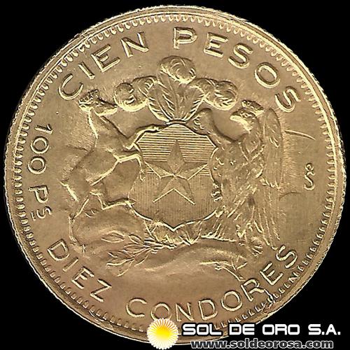 REPUBLICA DE CHILE - 100 PESOS - 1960 - MONEDA DE ORO